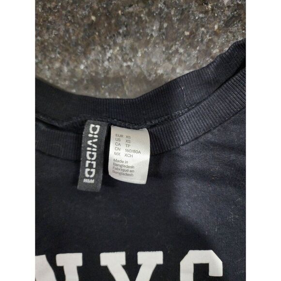 Divided H&M NYC Long Sleeve Black Cotton T-Shirt in Women's XS - Picture 7 of 7